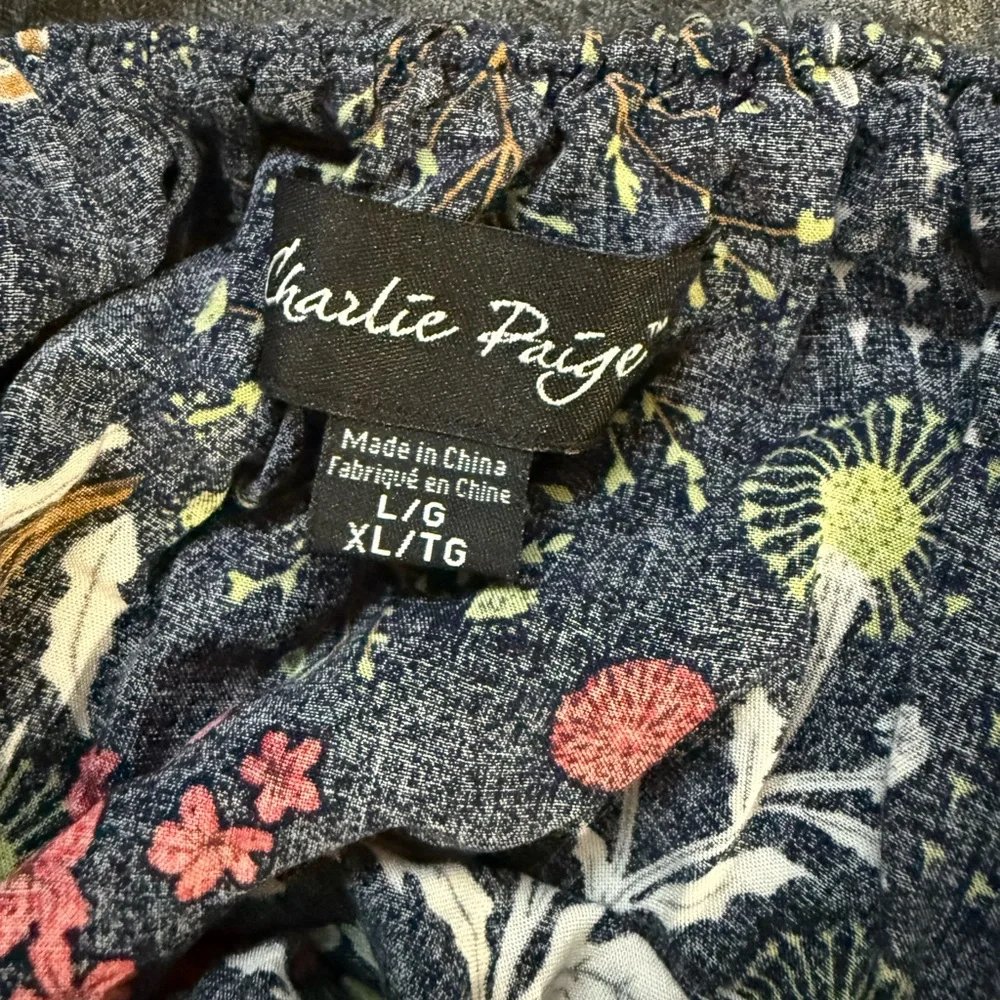 Charlie Page Floral Cottagecore Navy W Size L Ruffle Top Midi Dress Off Shoulder